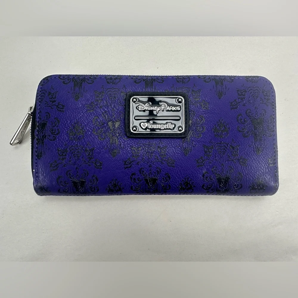 Loungefly Haunted Mansion Purple Wallpaper Mini Backpack & Wallet OG Heart Logo